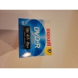 Maxell 4.7GB 16X DVD-R 10 Pack, 120 Min. Data, Video, Music. New in Package.